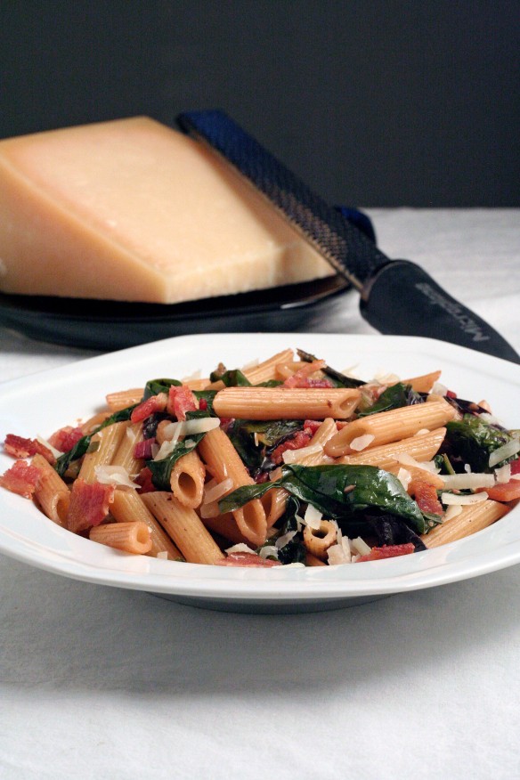 Bacon and Swiss Chard with Pasta