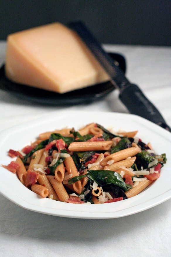 Bacon and Swiss Chard with Penne
