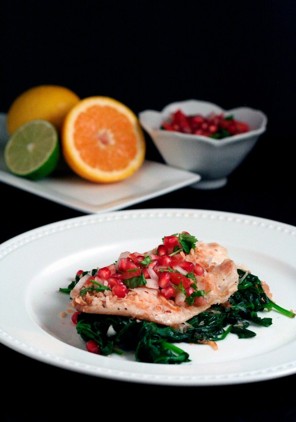 Coconut Crusted Tilapia with Pomegranate Salsa
