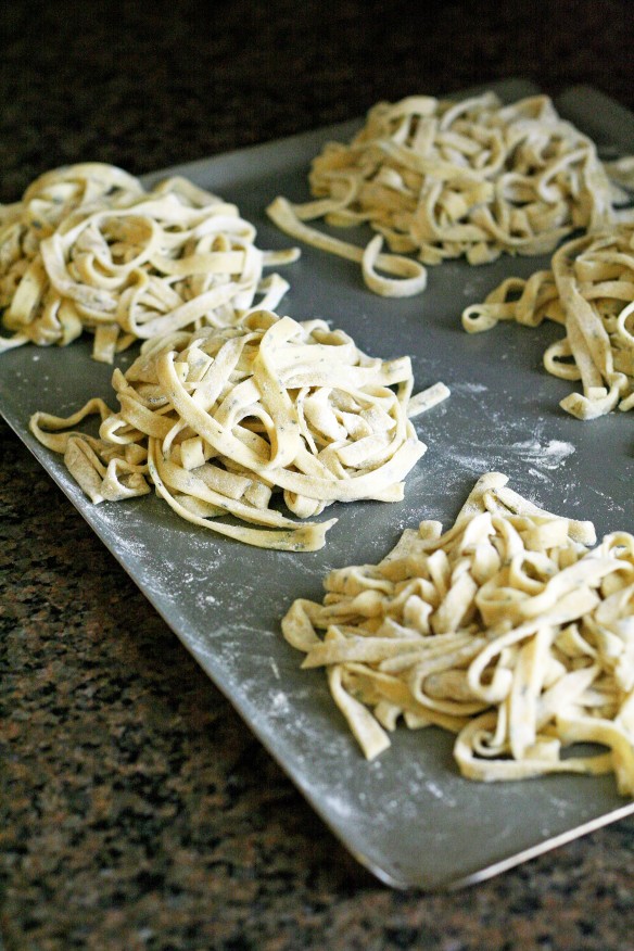 Home made sage pasta