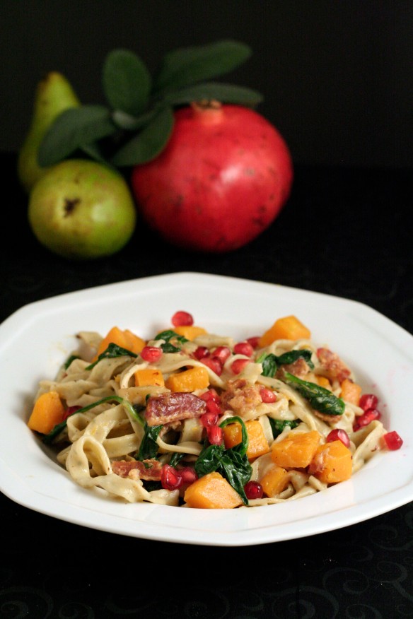 Sage Fettuccine with Butternut Squash and Bacon