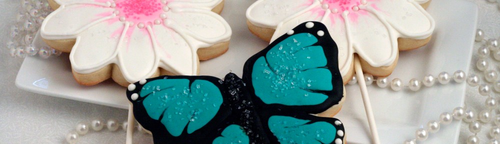 Flower and Butterfly decorated sugar cookies
