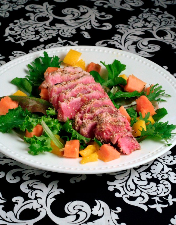 Grilled Ahi Tuna with Orange soy ginger sauce