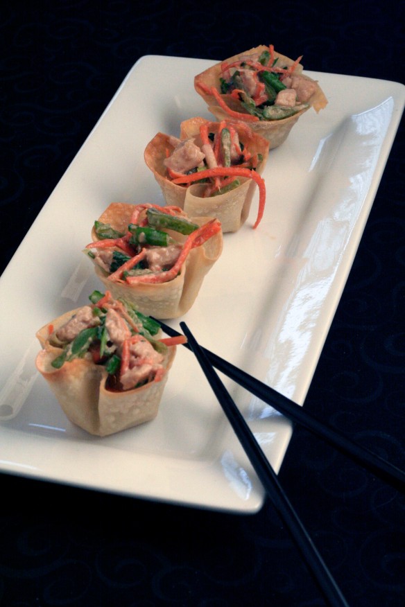 Asian Chicken Salad in Won Ton Cups