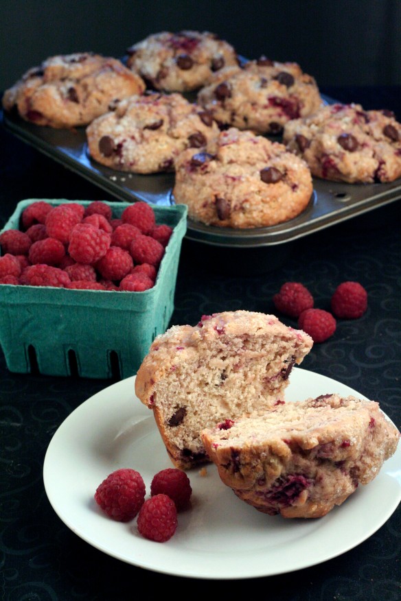 Raspberry and Dark Chocolate Muffins